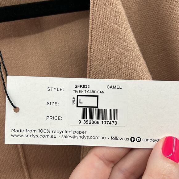 Revolve x SNDYS Tia Knit Cardigan - Camel - Large - New with tags - Picture 6 of 9